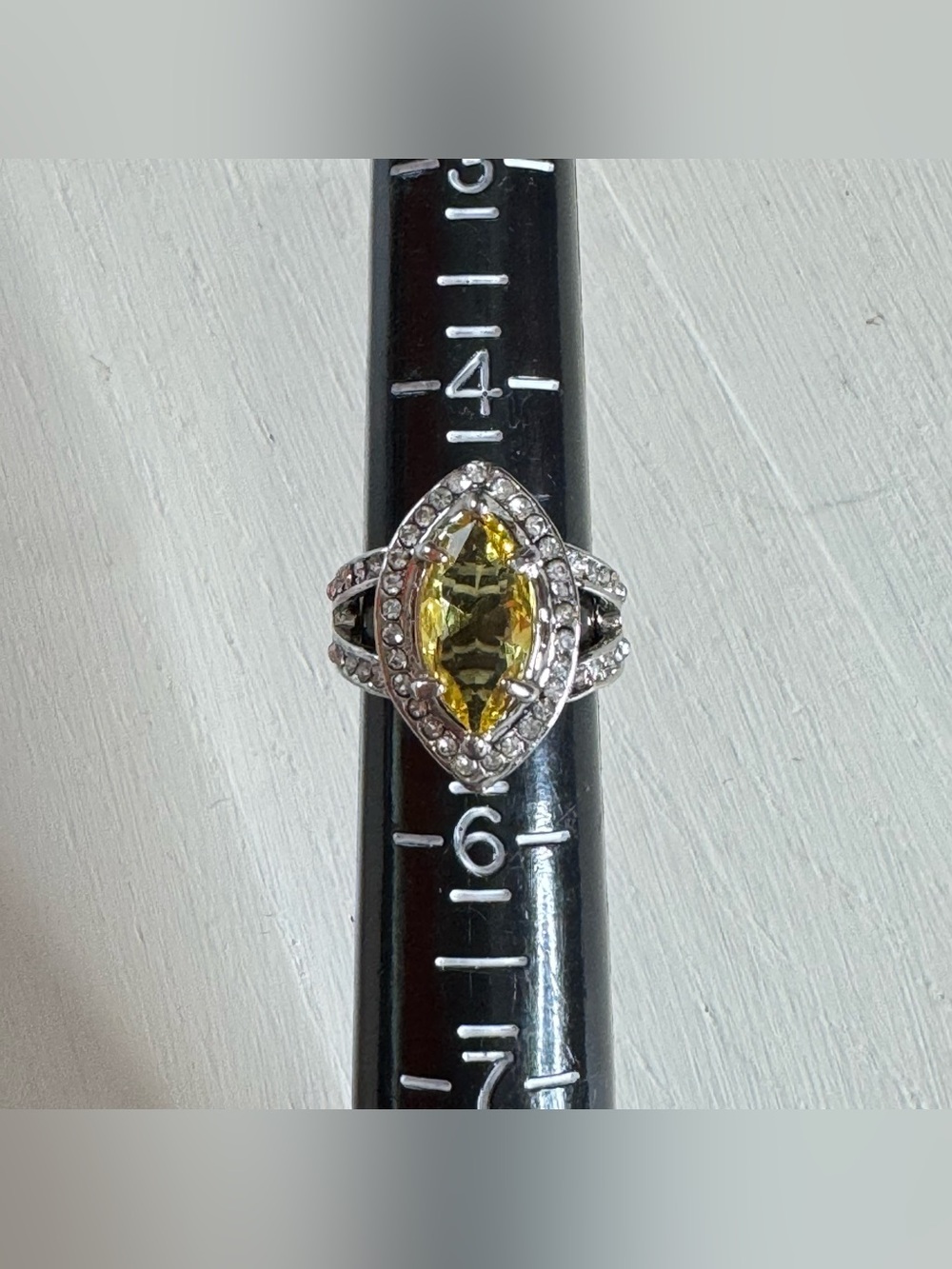 Marquise Canary Yellow Halo Ring - Size 5